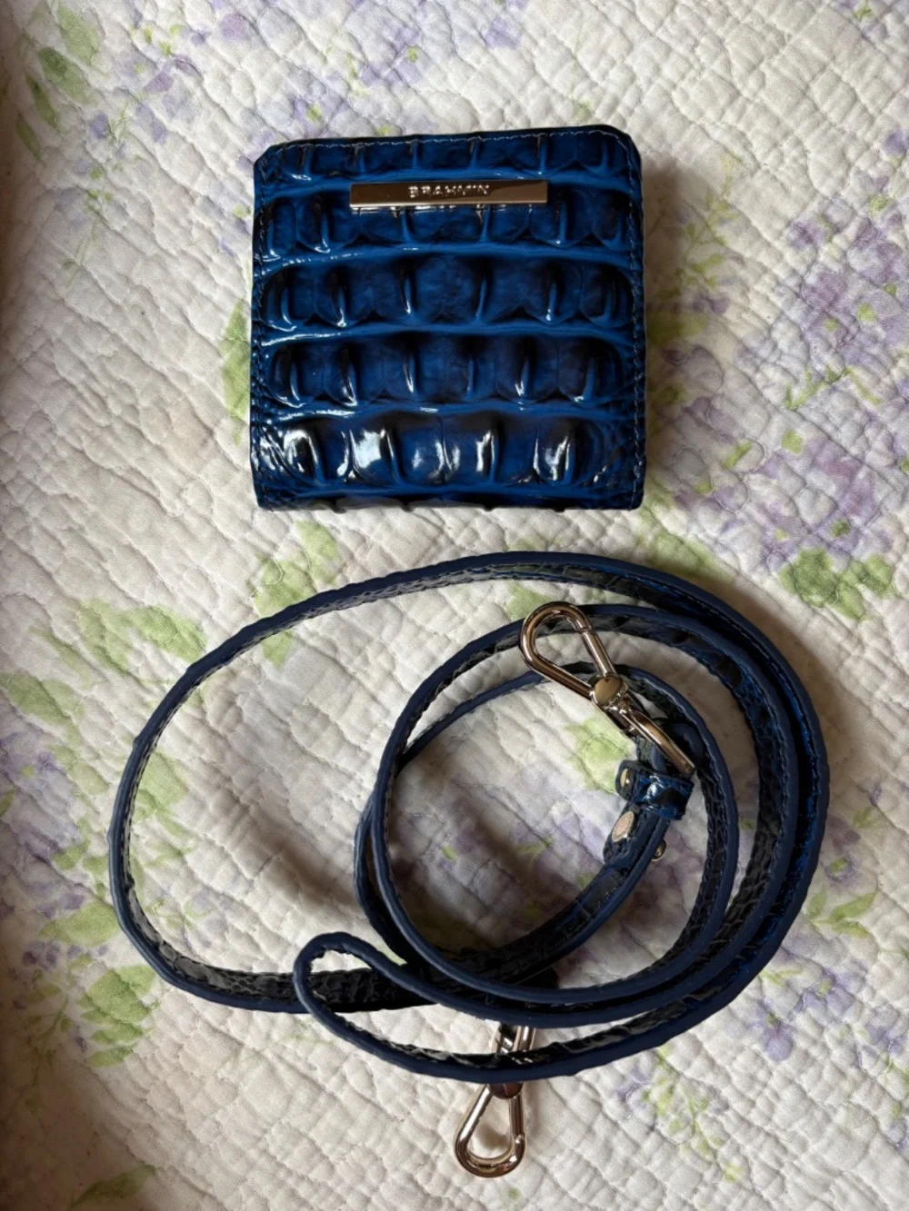 Brahmin Cami Satchel handbag in Anchor Blue navy with Jane Wallet